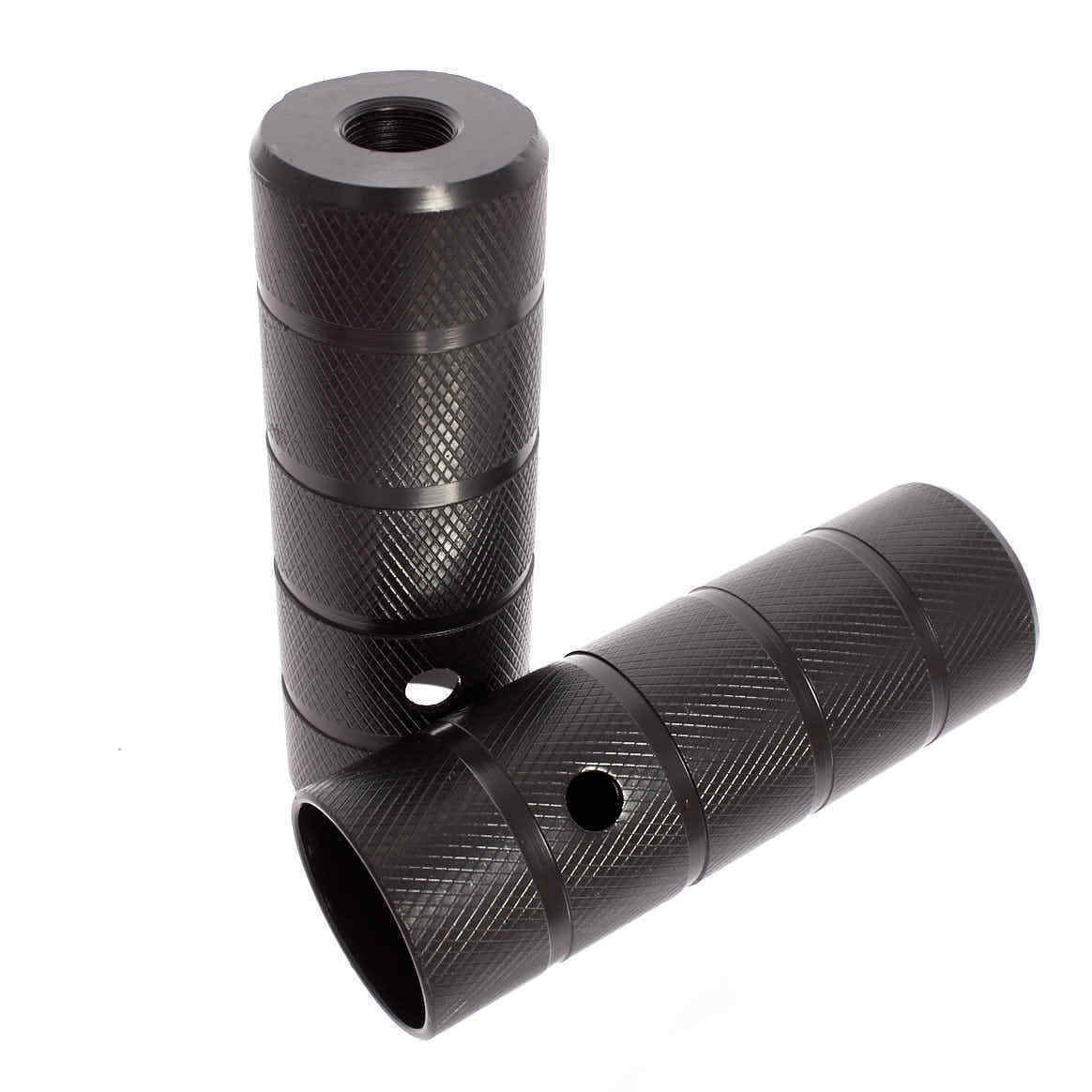 BMX Pegs Black Steel 14mm Achsen 1 Paar mit Rauung für optimalen Grip