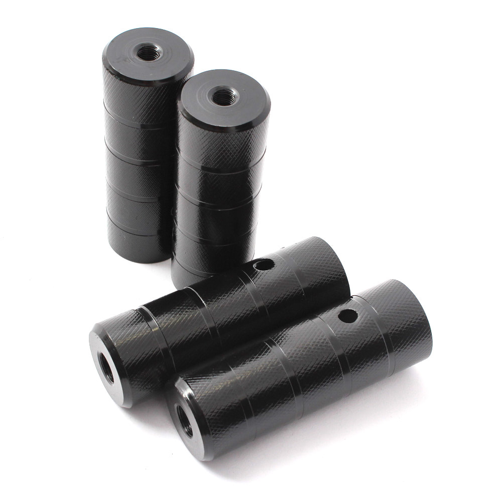 BMX Peg Set KHE BLACK STEEL 2 pair 14mm and 10mm (3/8")