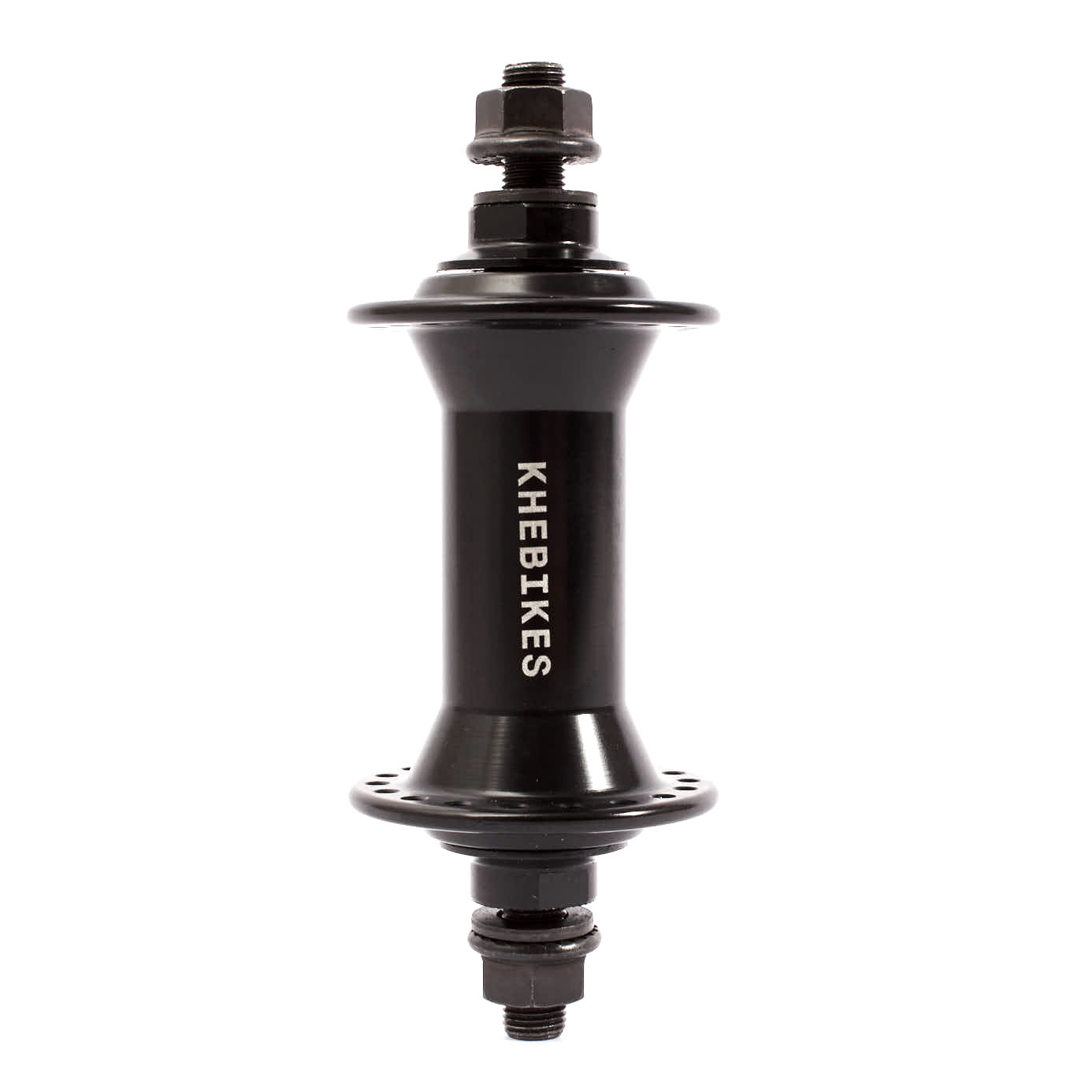 Schwarze BMX Vorderradnabe mit 140mm Achse und 10mm Gewinde Schwarze BMX Vorderradnabe mit 140mm Achse und 10mm Gewinde