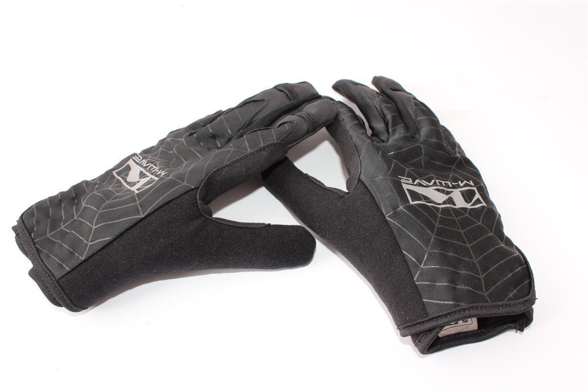 Schwarze Handschuhe mit grauem Spinnenweb-Muster