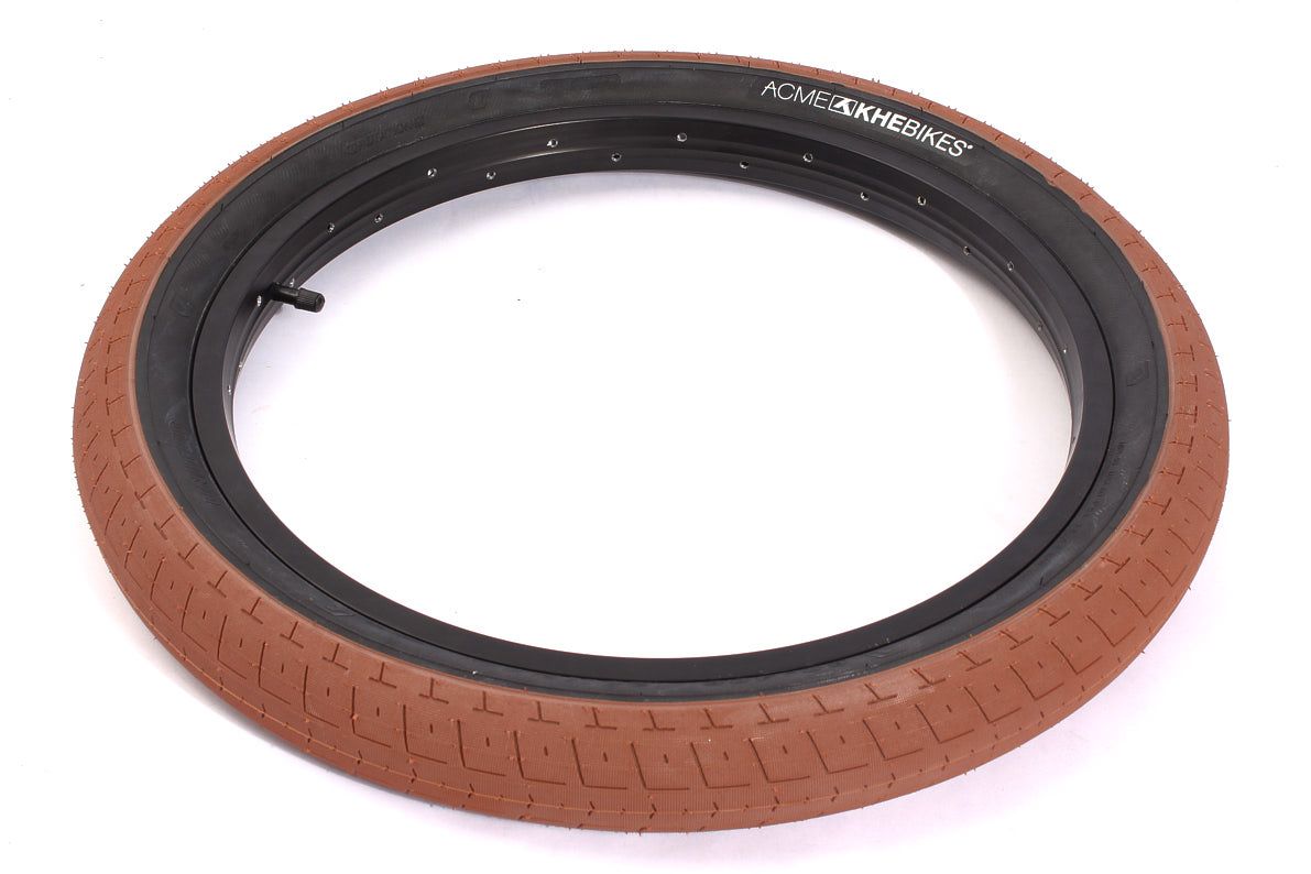BMX tire set KHE ACME 20 inch x 2.40 inch brown + AV inner tube