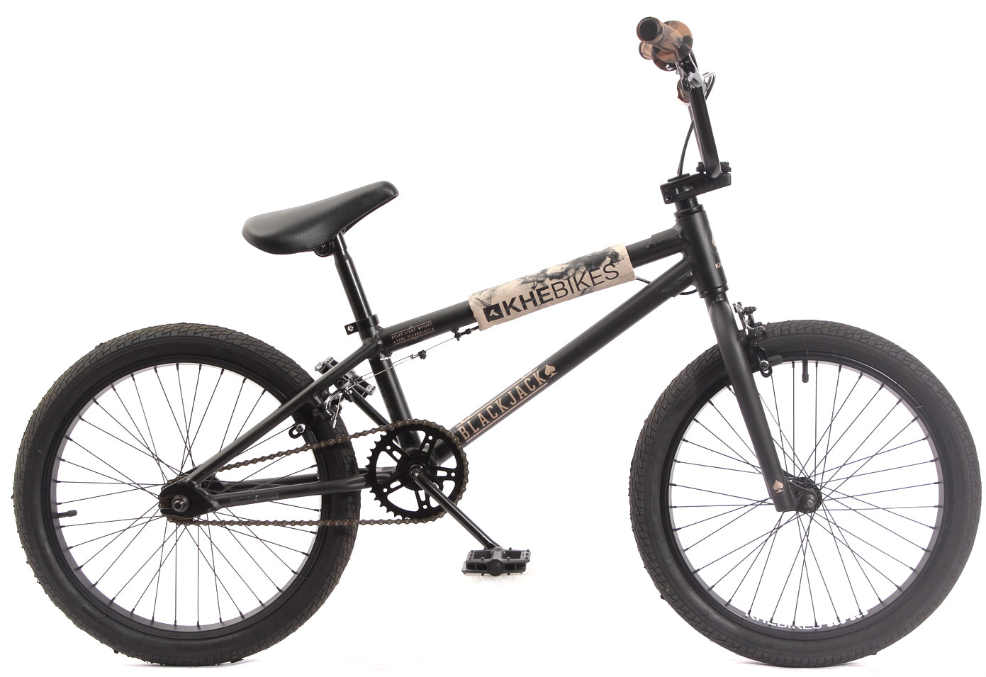 BMX Rad seitenansicht schwarz KHEBikes Logo 