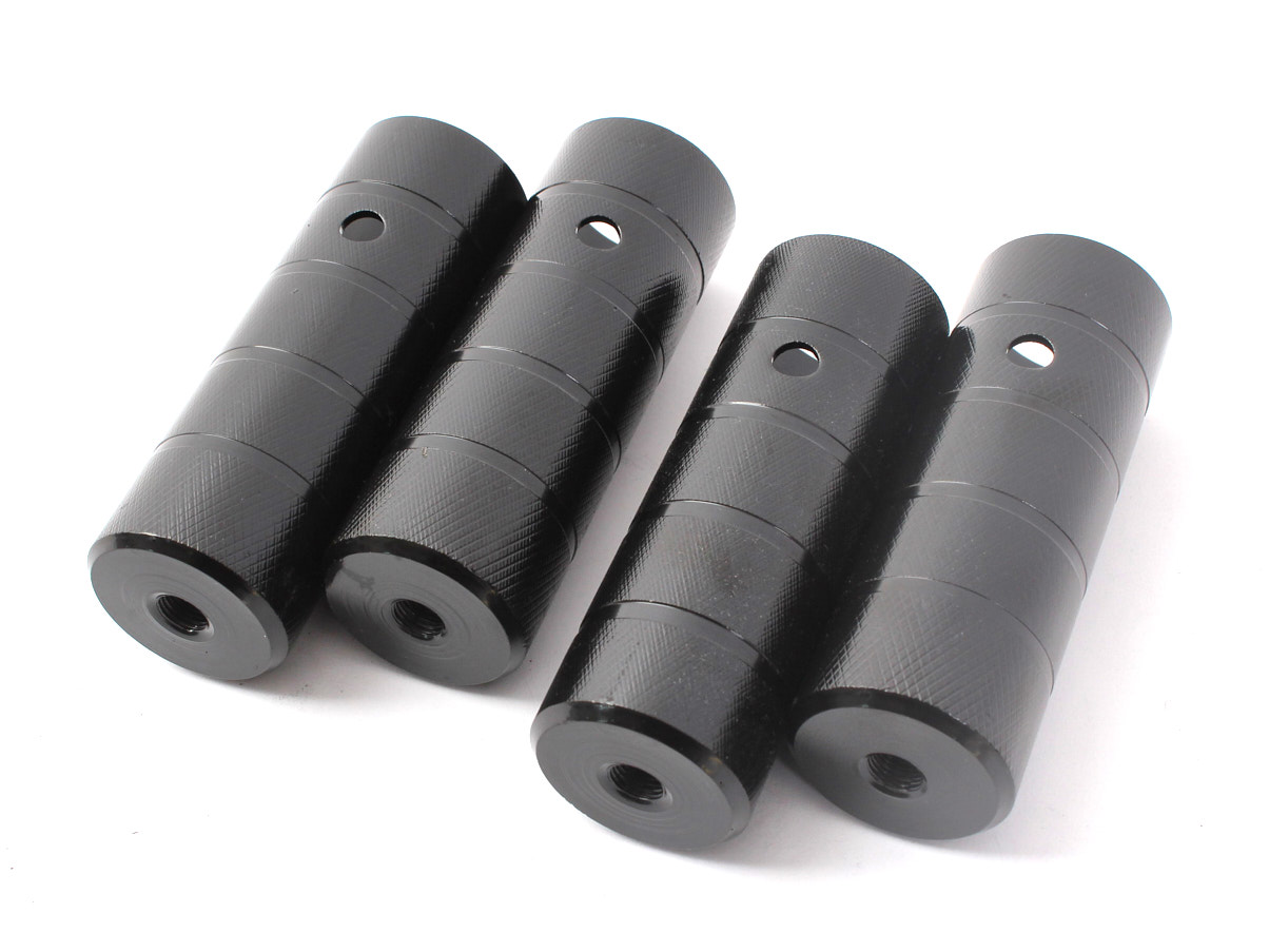 BMX Peg Set KHE BLACK STEEL 2 pair 14mm and 10mm (3/8")