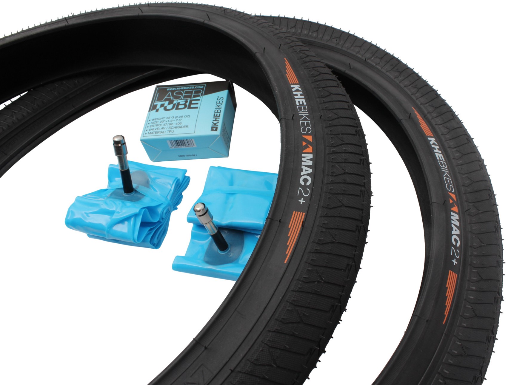 BMX tires 2x MAC2+ wire black + 2x KHE LASER tube