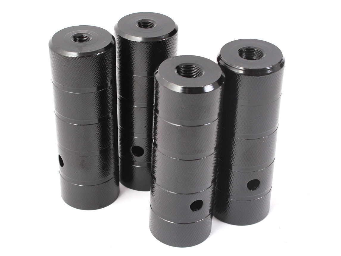 BMX Peg Set KHE BLACK STEEL 2 pair 14mm and 10mm (3/8")