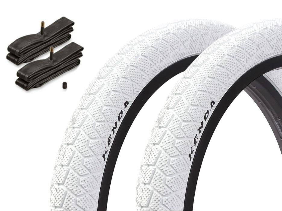 BMX tire set KENDA 20 inch x 1.95 inch white + AV inner tube