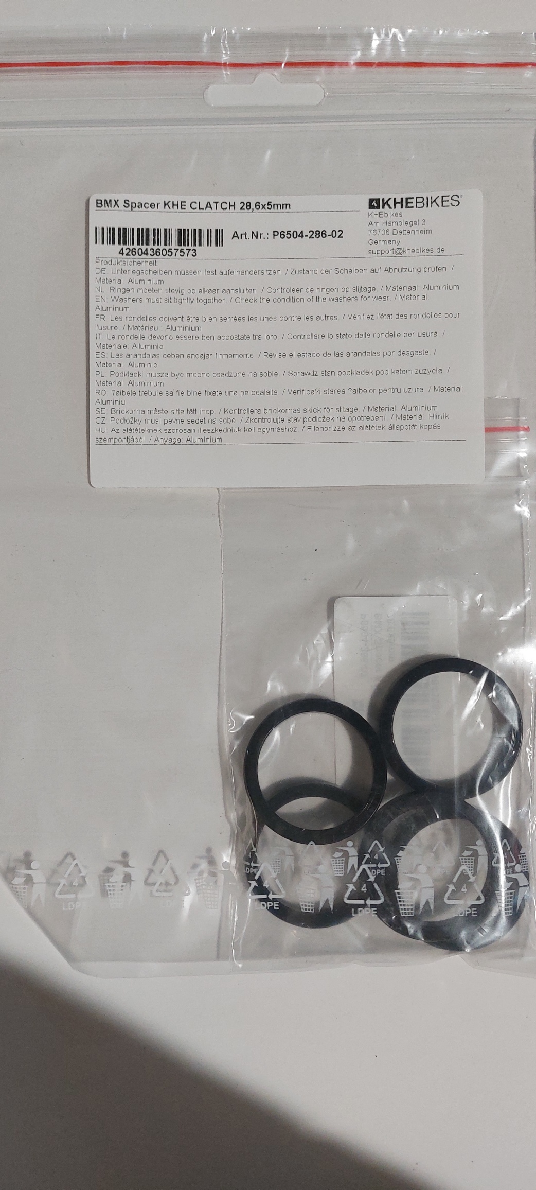 BMX Spacer KHE CLATCH 28.6x5mm BMX Spacer KHE CLATCH 28.6x5mm