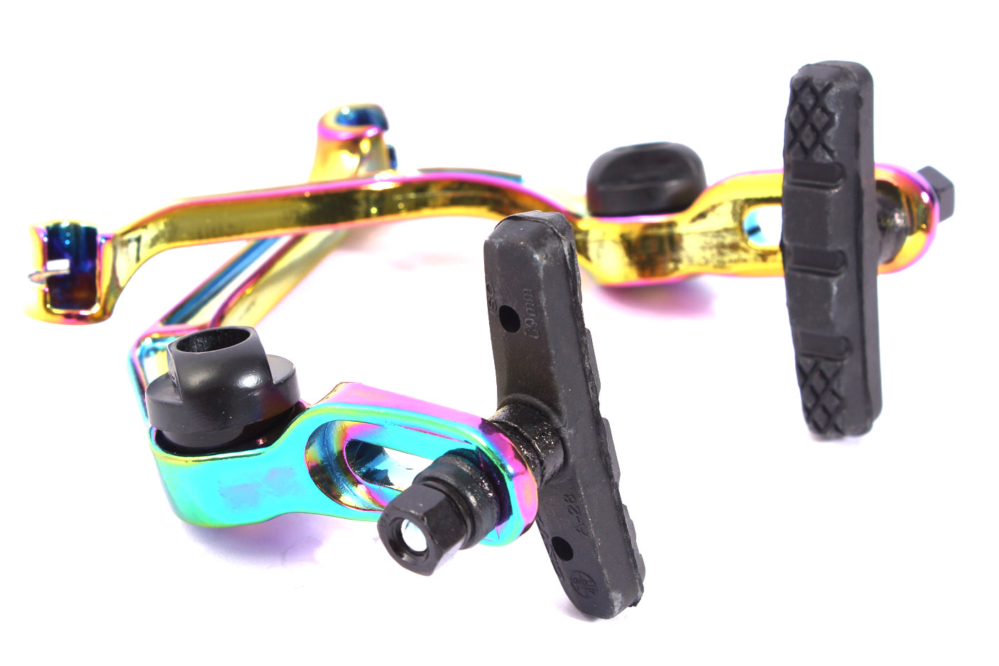 Hinterradbremse mit schwarzen Bremsschuhen von der Seite