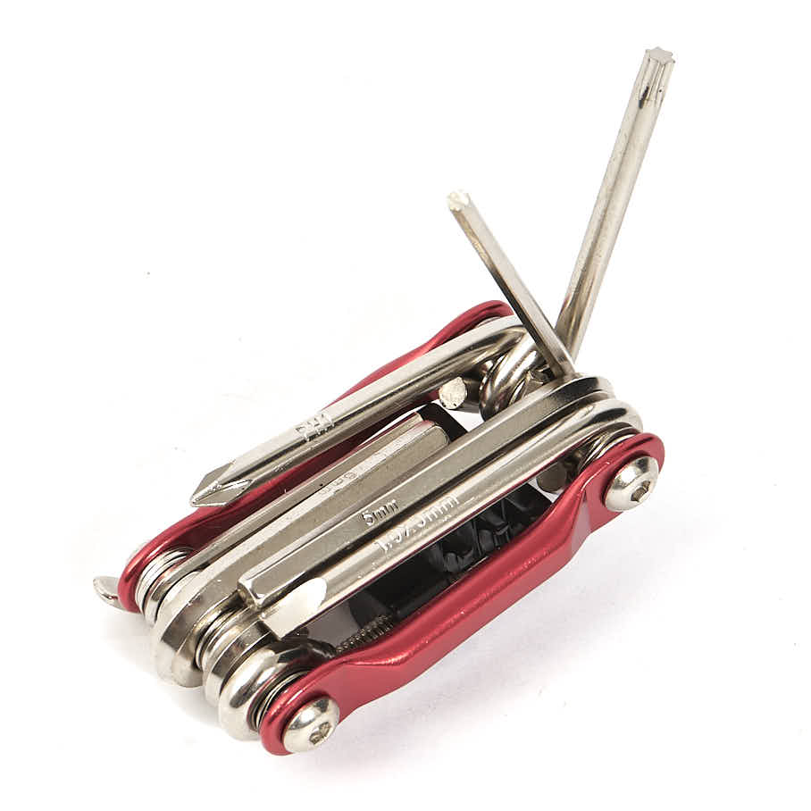 Werkzeugset mit Inbusse, Steckschlüssel, Kettennietdrücker und Schraubenzieher