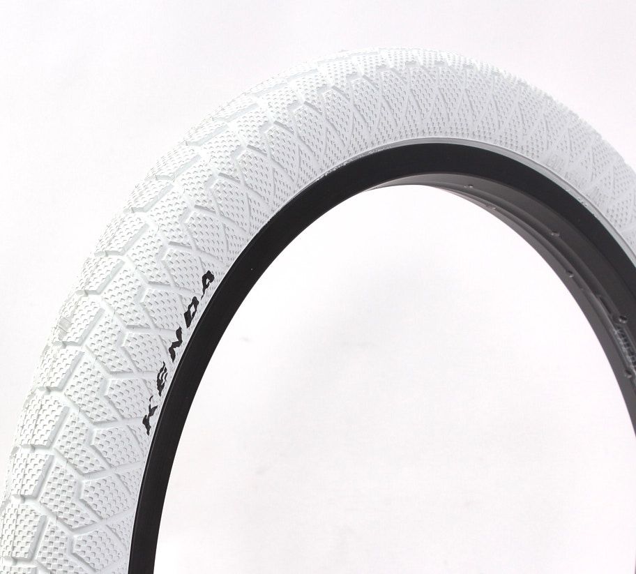 BMX tire set KENDA 20 inch x 1.95 inch white + AV inner tube